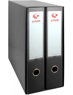 Modulo 2 archivadores fº 2 anillas palanca 65mm carton forrado en pp grafcolor negro